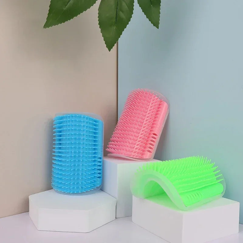 Cat Self Groomer with Catnip Cats Wall Corner Massage Comb Brush Rubs the Face with a Tickling Soft Comb Pet Grooming Supply