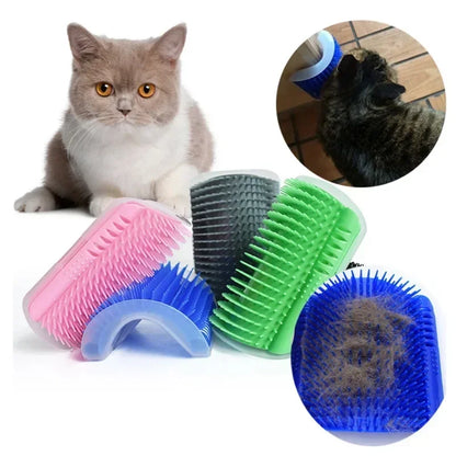 Cat Self Groomer with Catnip Cats Wall Corner Massage Comb Brush Rubs the Face with a Tickling Soft Comb Pet Grooming Supply