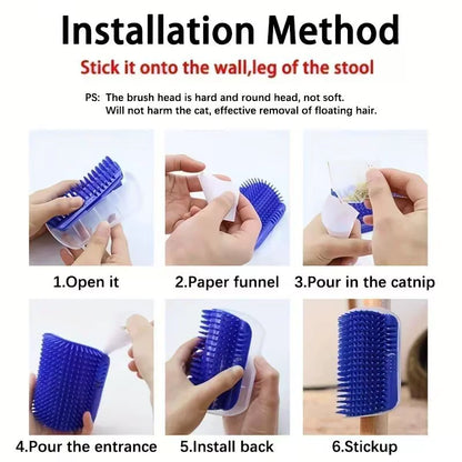 The Face Tickling Scratcher Cleaning Hair Product Cat Self Groomer with Catnip Wall Corner Massage Comb Soft Brush Rubs